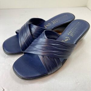 Italian Shoemakers womens Wedge Navy Blue Sandals made in Italy 7